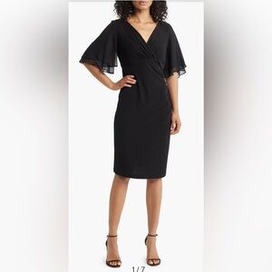 Ruffle Sleeve Cocktail Sheath Dress 16